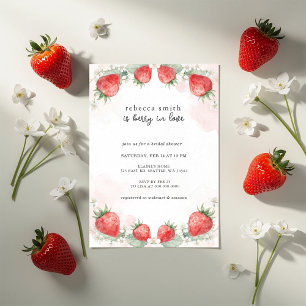 Invitation Baie en amour douche de mariée à la fraise