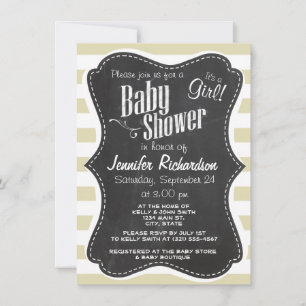 Invitation Baies Beige ; Gratté ; Retro Chalkboard look