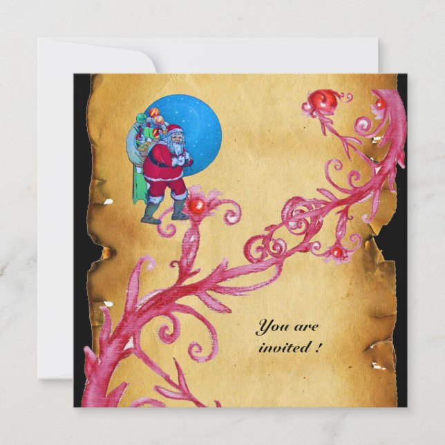 INVITATION BAIES DE MAGIE DE NOËL AVEC PARCHEMIN (Devant)