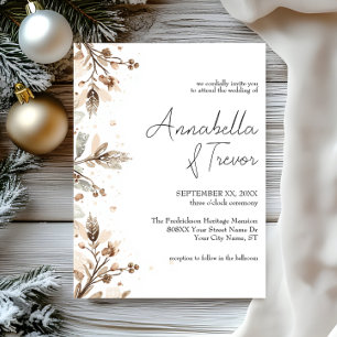 Invitation Baies hivernales à l'aquarelle Mariage neutre roma