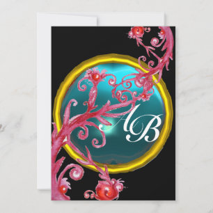Invitation BAIES MAGIQUES 4, MONOGRAMME agate rouge