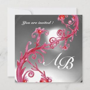 Invitation BAIES MAGIQUES 4, MONOGRAMME cristal rouge blanc