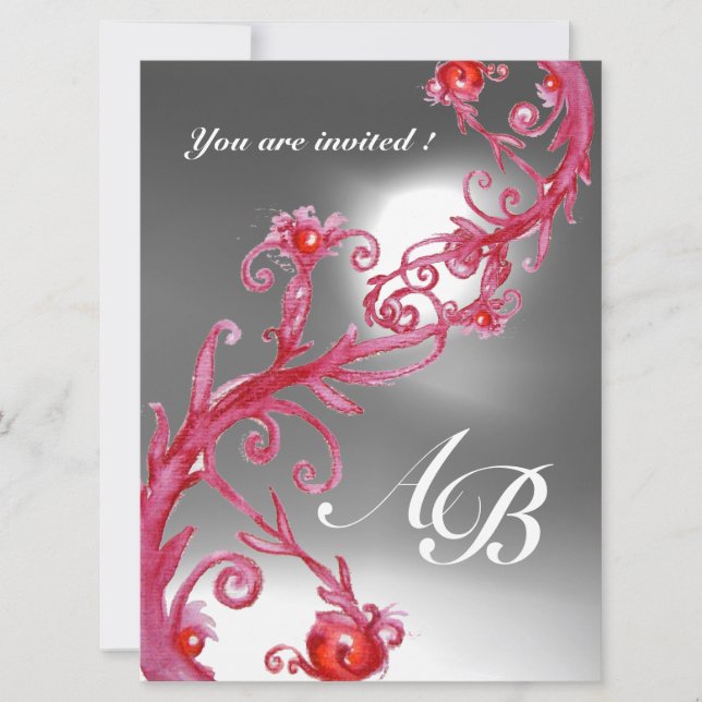 Invitation BAIES MAGIQUES 4, MONOGRAMME cristal rouge blanc (Devant)