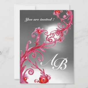 Invitation BAIES MAGIQUES 4, MONOGRAMME cristal rouge blanc