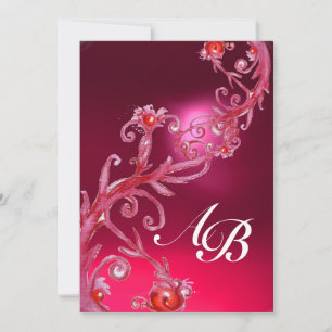 Invitation BAIES MAGIQUES 4, MONOGRAMME rouge rubis
