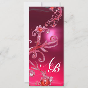 Invitation BAIES MAGIQUES 4, MONOGRAMME rubis rouge
