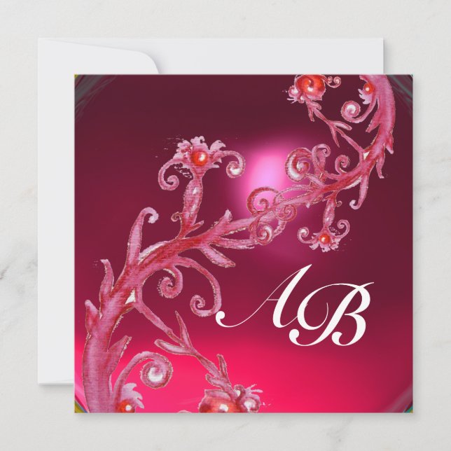 Invitation BAIES MAGIQUES 4, MONOGRAMME rubis rouge (Devant)