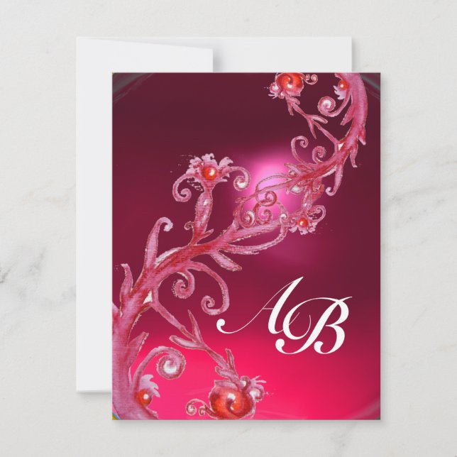 Invitation BAIES MAGIQUES 4, MONOGRAMME rubis rouge (Devant)