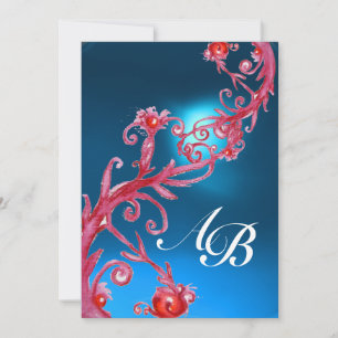 Invitation BAIES MAGIQUES 4, MONOGRAMME saphir rouge