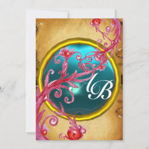 Invitation BAIES MAGIQUES 4,parchemin MONOGRAMME