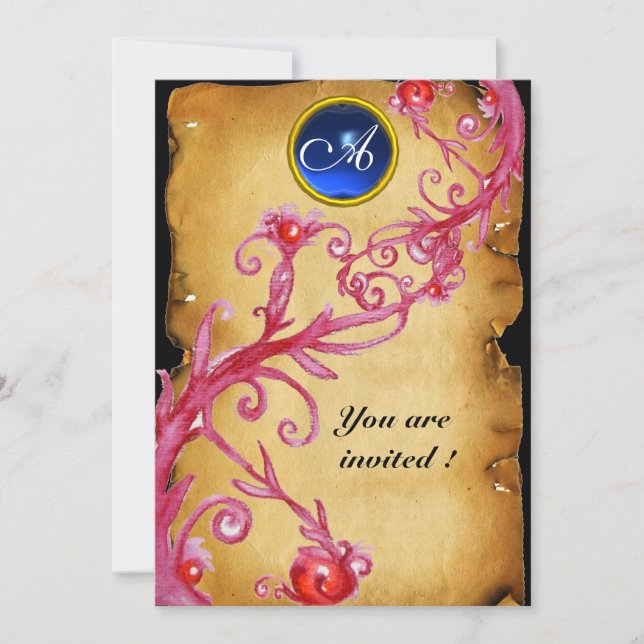 Invitation BAIES MAGIQUES  MONOGRAM,  bleu (Devant)