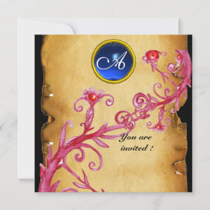 Invitation BAIES MAGIQUES  MONOGRAMME,  bleu