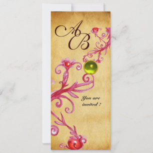 Invitation BAIES MAGIQUES  MONOGRAMME  parchemin gemme jaune