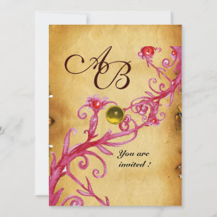 Invitation BAIES MAGIQUES  MONOGRAMME  Parchemin Topaze jaune