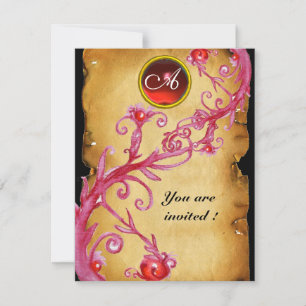 Invitation BAIES MAGIQUES  MONOGRAMME,  rouge