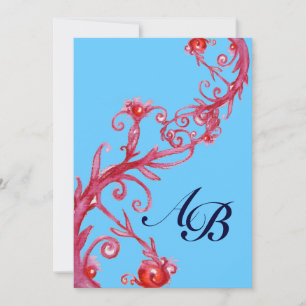 Invitation BAIES MAGIQUES, MONOGRAMME rouge bleu