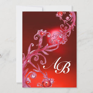 Invitation BAIES MAGIQUES, MONOGRAMME rouge rubis