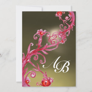 Invitation BAIES MAGIQUES MONOGRAMME rouge violet gris blanc