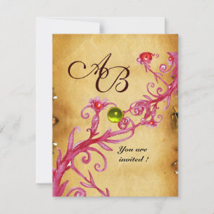 Invitation BAIES MAGIQUES  MONOGRAMME  Topaze Jaune Parchemin