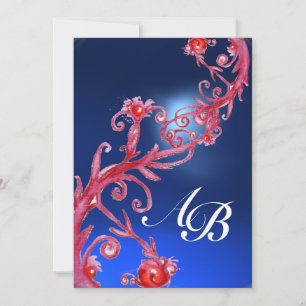 INVITATION BAIES MAGIQUES, SAPHIR ROUGE MONOGRAMME
