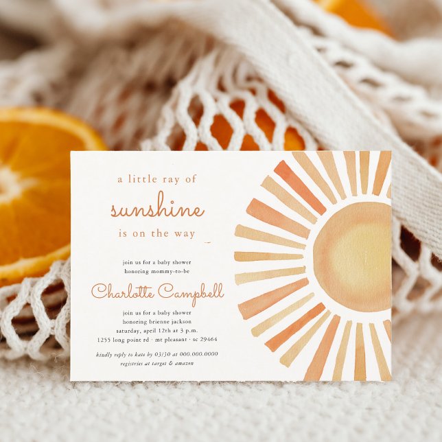 Invitation Baignade Bébé Soleil Genre Neutre Boho  (Créateur téléchargé)