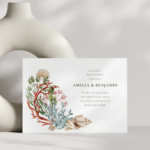 Invitation Baignade Coquilles de Corail Couples Baby Shower