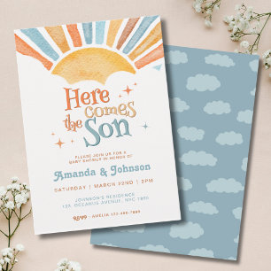 Invitation Baigne Boho Voici le Fils Baby Shower