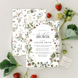 Invitation Baigne de fraises aquarelle estivale pour mariage