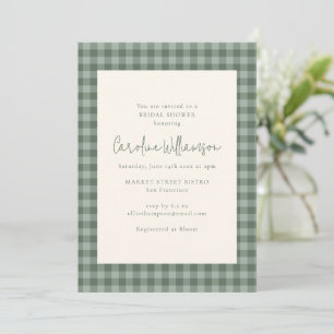 Invitation Baigne de mariage bohème vert sauge à carreaux