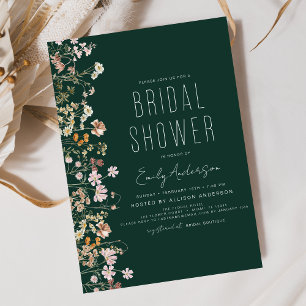 Invitation Baigneuse de mariage bohème aux fleurs sauvages ve