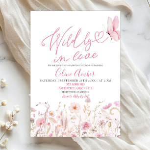 Invitation Baigneuse de mariage bohème rose sauvage de fleurs