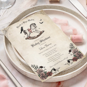Invitation Baignoire de bébé gothique Cheval à bascule Rose r