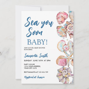 Invitation Baignoire en coquillages Baby Shower