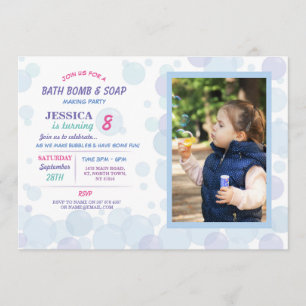 Invitation Bain Bomb Soap Making Buble Bird Party Photo