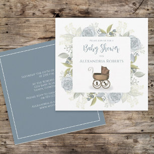 Invitation Bain de bébé bohème floral botanique vintage