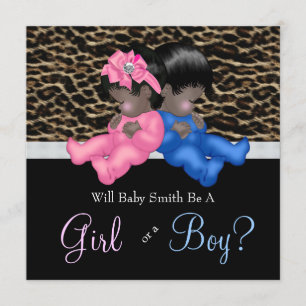 Invitation Bain de bébé élégant léopard pour la révélation du