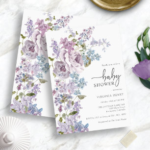 Invitation Bain de bébé élégant violet