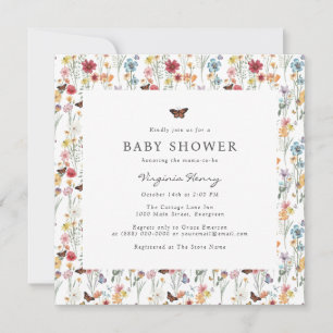 Invitation Bain de bébé floral coloré