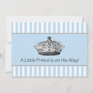 Invitation Bain de bébé garçon couronne princière bleu blanc