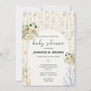 Invitation Bain de bébé marin Tortue de mer à l'aquarelle