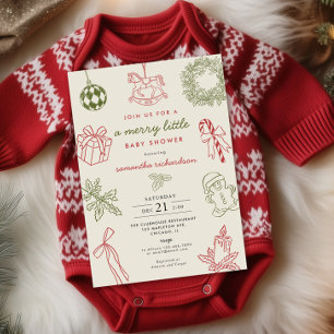 Invitation Bain de bébé Merry fantaisiste dessiné à la main