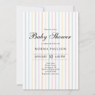 Invitation Bain de bébé rayé vintage coloré classique