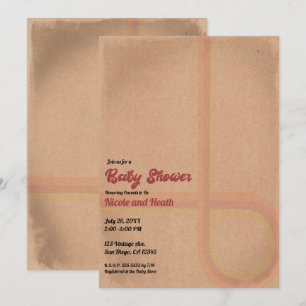 Invitation Bain de bébé Rétro Vintage Grunge 60's 70's