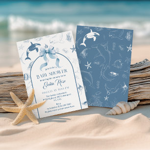 Invitation Bain de bébé sur la vie marine océan bleu ludique