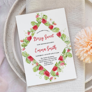 Invitation Bain de couleur Baby Shower Douce Fraise Sucrée