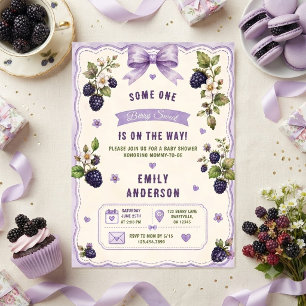 Invitation Bain de couleur Baby Shower Mûre