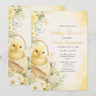 Invitation Bain de couleur Bébé Poussin Célébration de Naissa