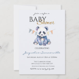 Invitation Bain de couleur Panda ours Baby Shower