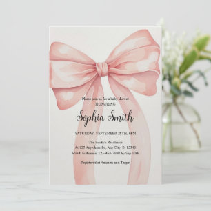 Invitation Bain de couleur rose pastel pour bébé fille