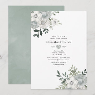 Invitation Bain de couples Watercolor Silver Sage
